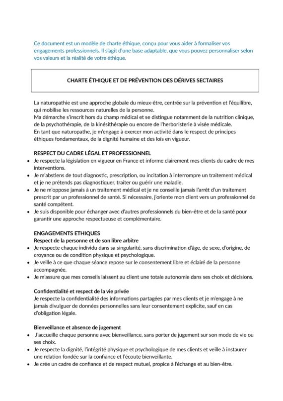 Charte éthique naturopathe
